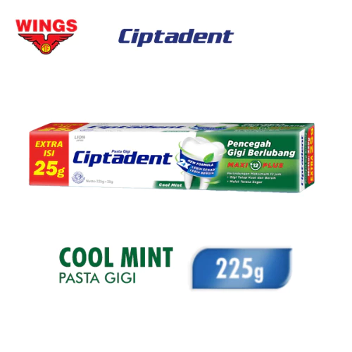 Ciptadent Pasta Gigi Maxi 12 Cool Mint Tube Plus Jumbo 225 gr - Gambar 3