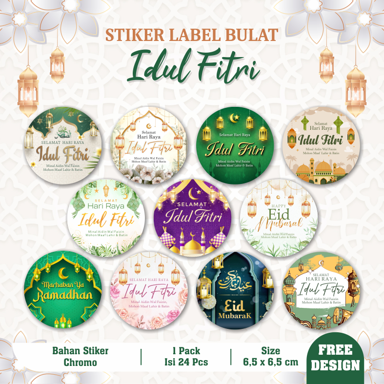 ROUND EID STICKERS (24 Pcs) / Ramadhan Parcel Jar Seal Stickers / Eid ...