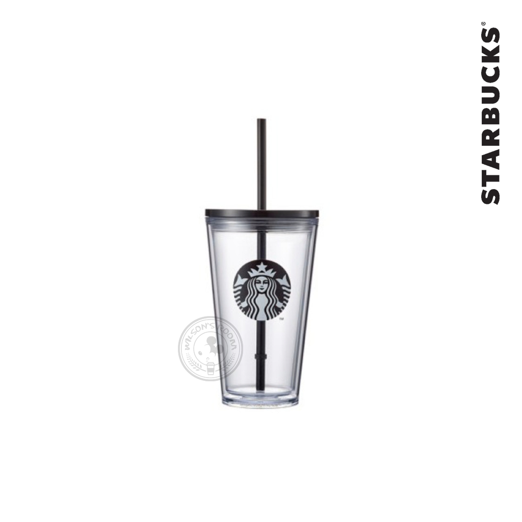 Starbucks Tumbler Black Siren Logo Transparent Cold Cup with Straw 16oz ...