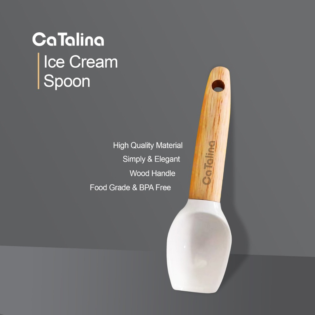 Scoop Es Krim Handle Gagang Kayu Aesthetic - Gambar 3