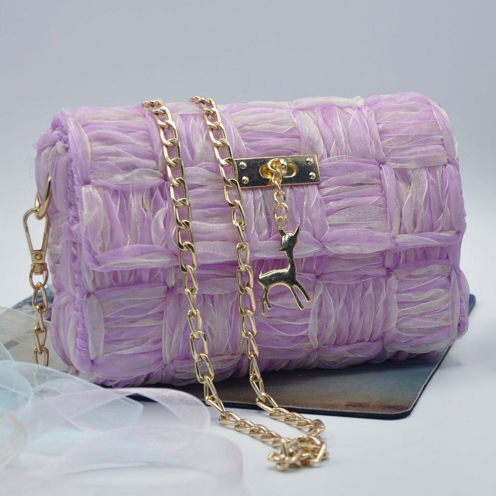 Plastic Canvas DIY Kit Clutch Purse Handbag Ribbon Organza Mesh