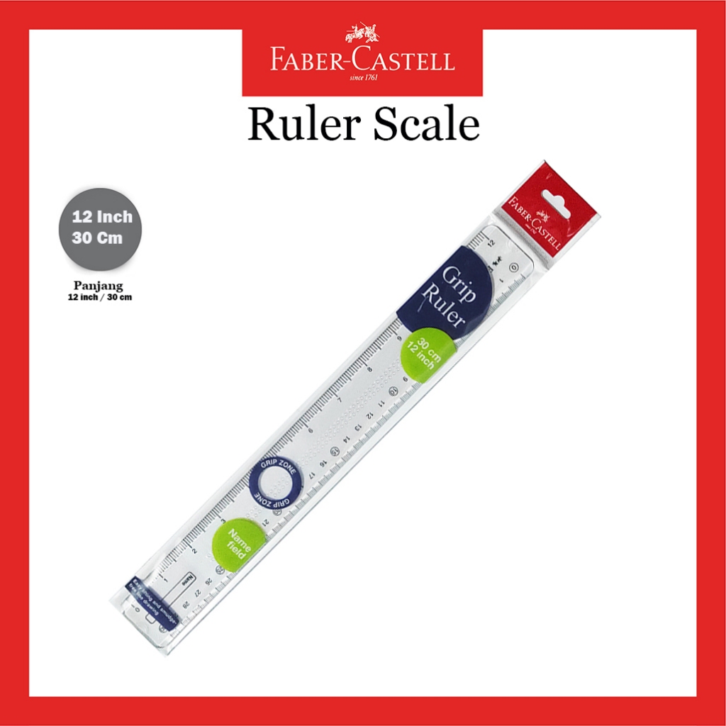 Faber Castell 30 cm Ruler Thick Hard Plastic/ Ruller Scale/ 12