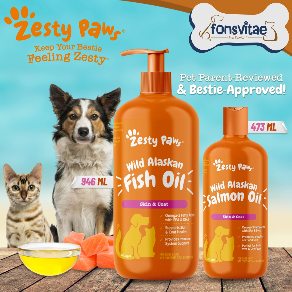 Zesty Paws Pure Wild Alaskan Salmon Oil for Skin and Coat - Vitamin ...