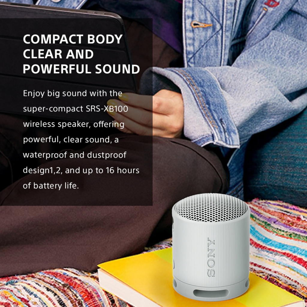 Speaker Sony SRS-XB100 Portable Wireless Speaker Bluetooth Extra Super Bass Battery Up to 16h Android & IOS - Gambar 3