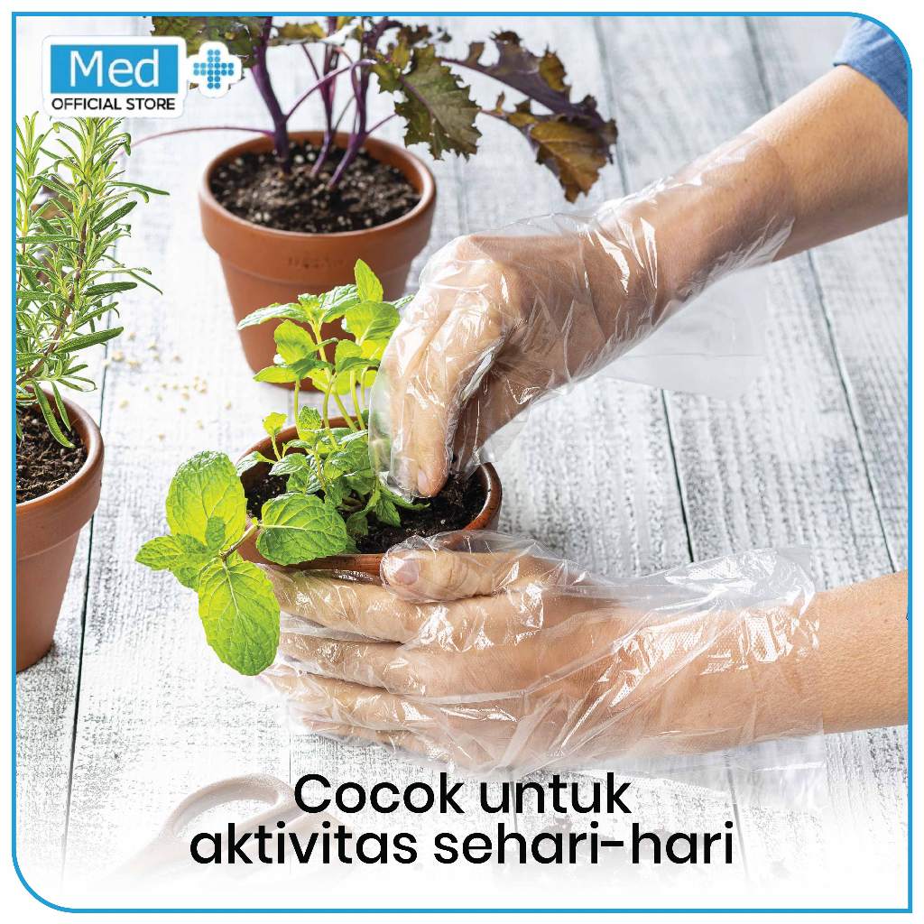 Med+ Sterile Disposable Plastic Glove / Sarung Tangan Plastik Sekali Pakai 10 Pack ( 20 Pcs ) - Gambar 4