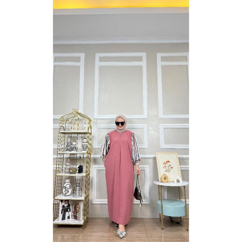 Disa Hijab - SALE !VANILA DRESS / GAMIS KOMBINASI CEY AIRFLOW DAN RAYON / GAMIS VANILA