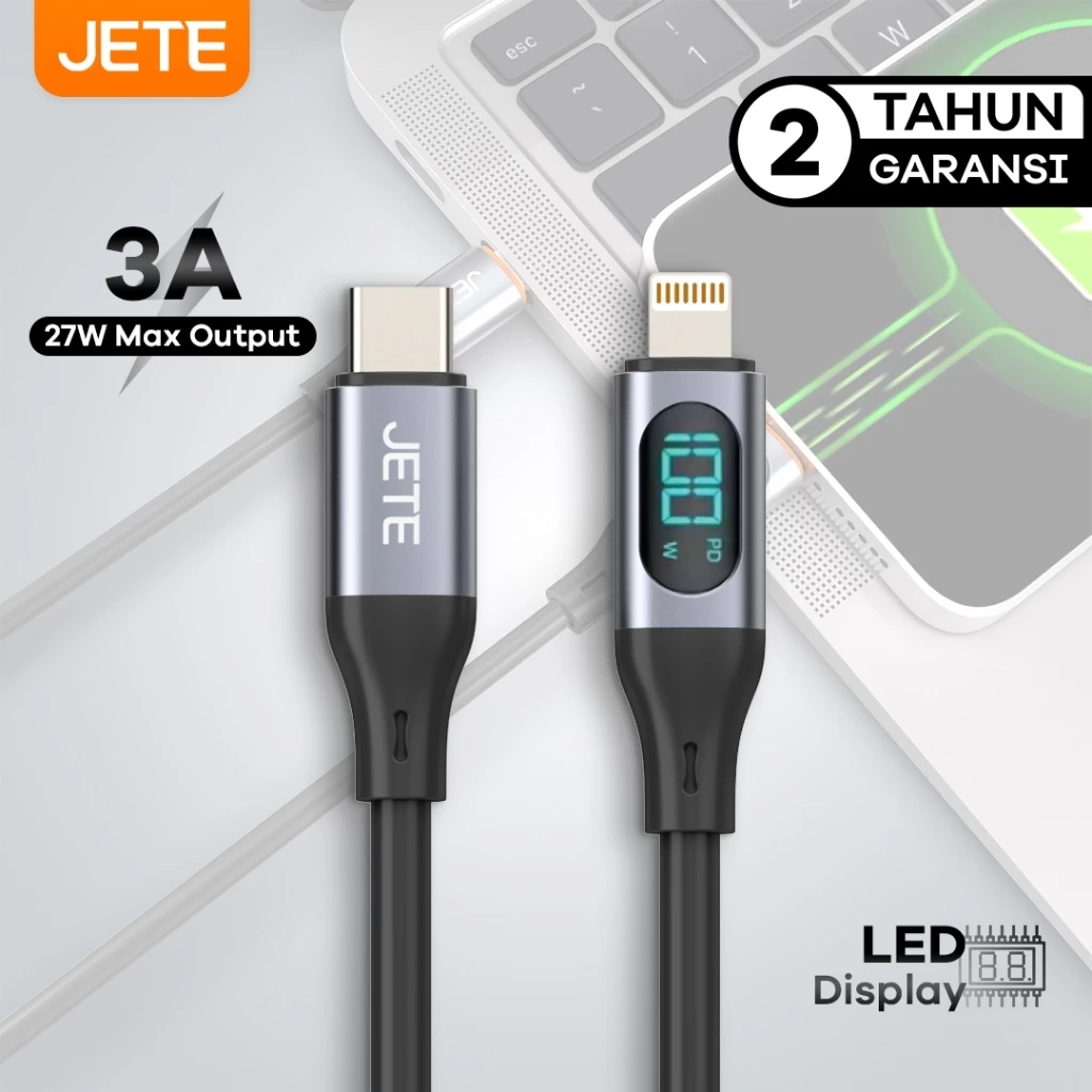 Kabel Data Kabel USB Type C to Lightning Fast Charging with LED JETE CX13 - Garansi 2 Tahun - Gambar 2