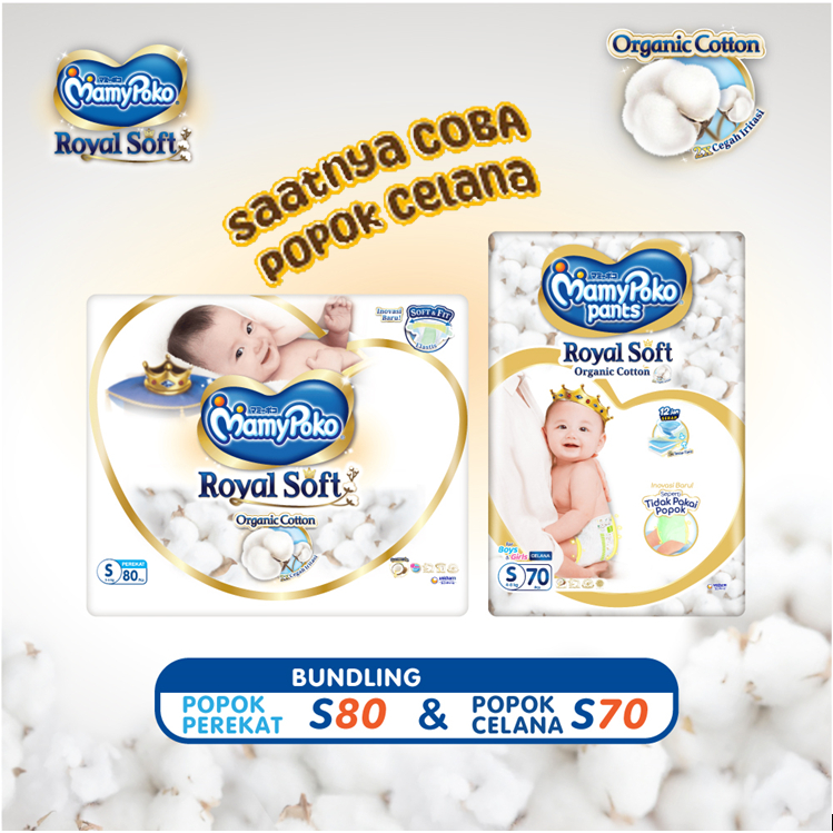 Pants Trial - Mamypoko Royal Soft Organic Perekat S 80 + Pants S 70