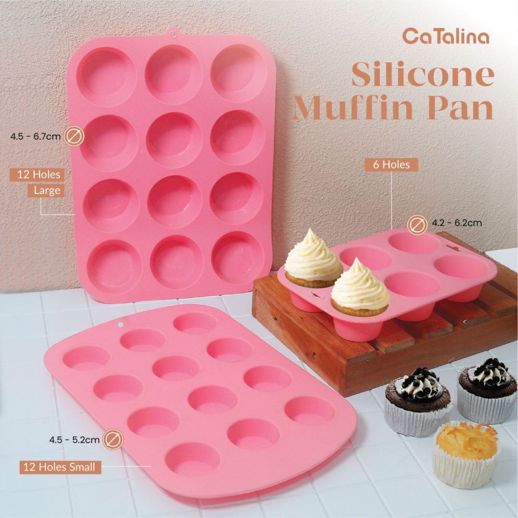 CaTalina Loyang Cetakan Muffin Cup Cake Silikon Anti Lengket Tahan Panas