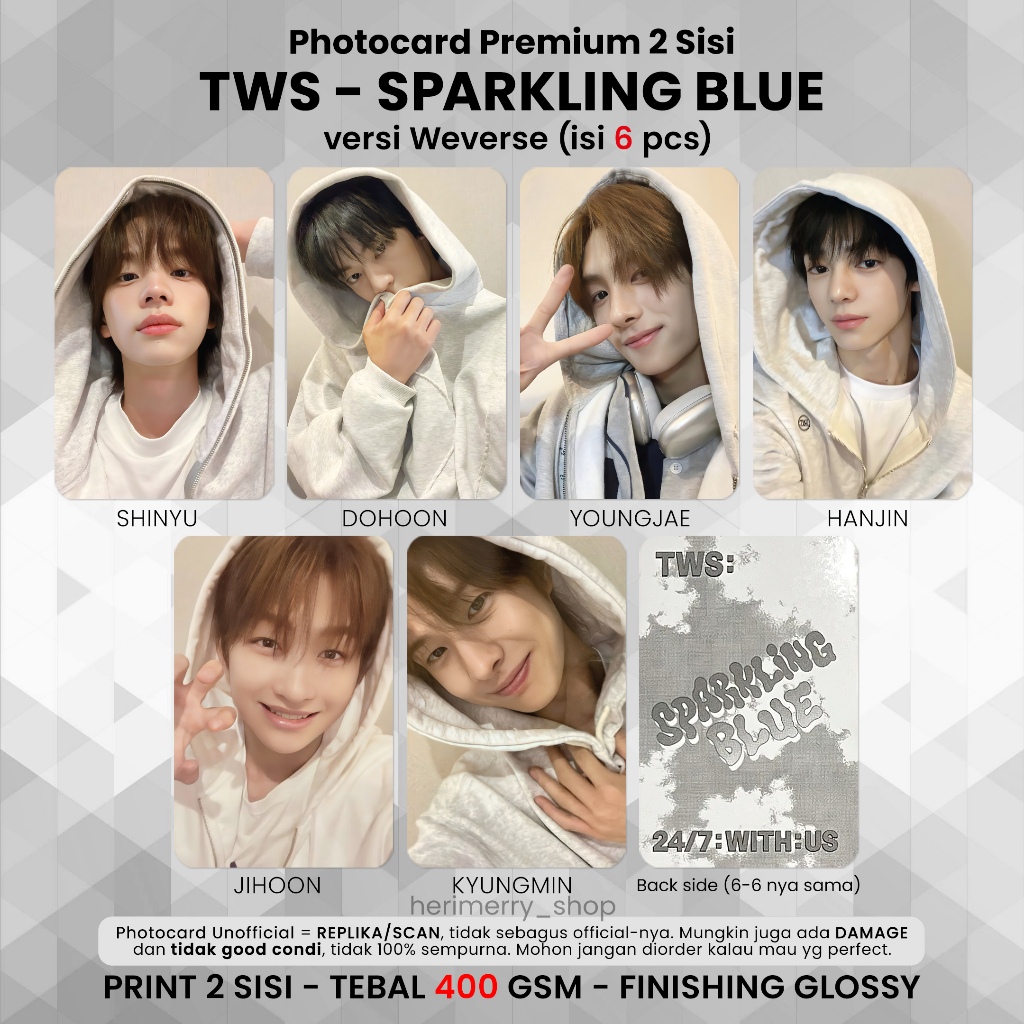 6 PCS) TWS SPARKLING BLUE Photocard - Premium PC 2 Sides