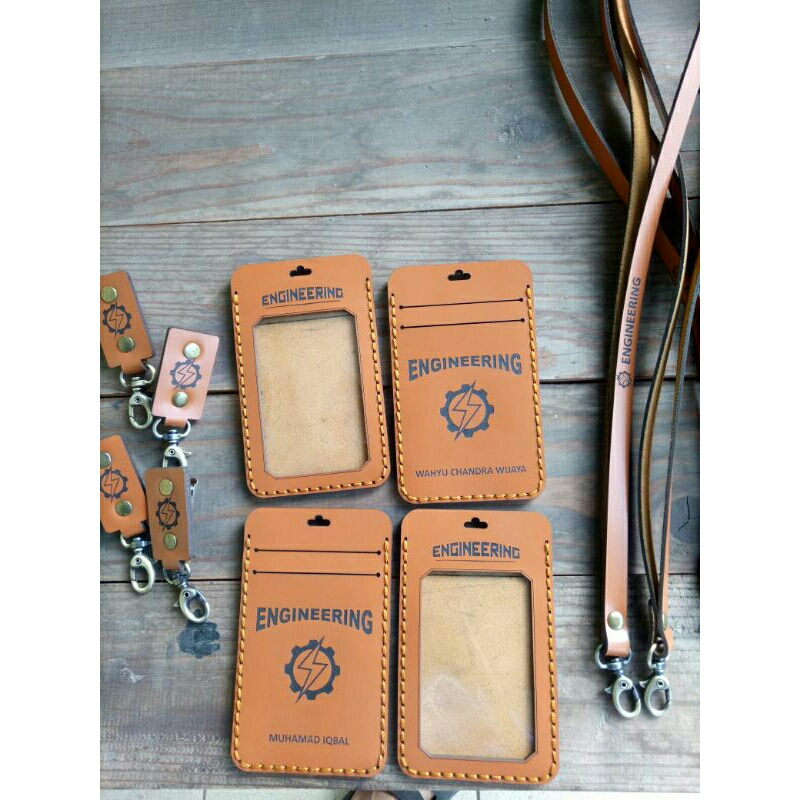 Leather id card holder, layer card, name tag, KTA hanger | Shopee Singapore
