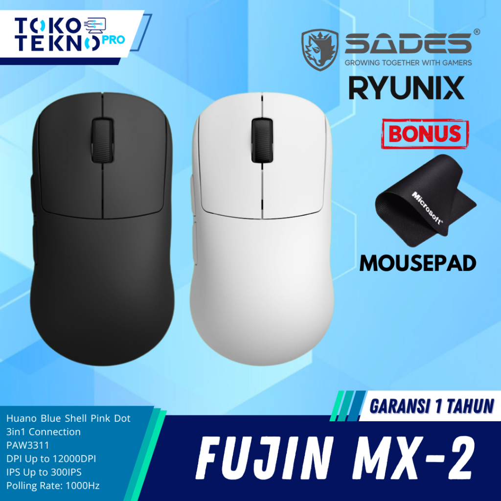 Sades Ryunix Fujin MX2/ MX-2 Wireless Gaming Mouse 3in1 Connection