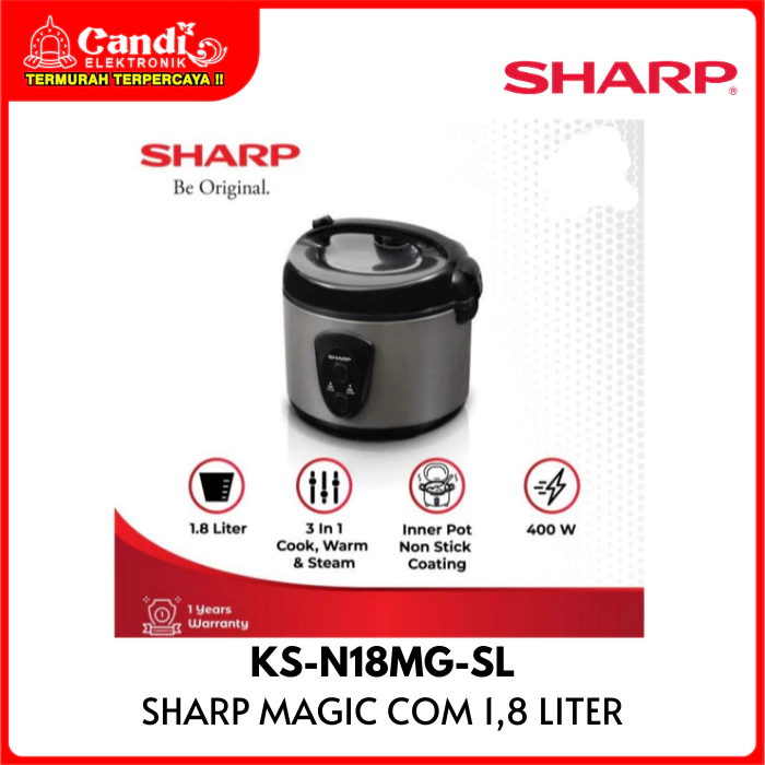 SHARP Rice Cooker Kapasitas 1,8 Liter Non-Stick KS-N18MG-SL - Gambar 2