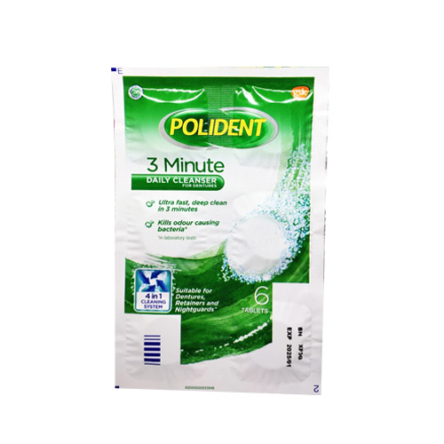POLIDENT 3 MINUTES DENTURE CLEANSER 1 BLISTER @6 TAB / PERAWATAN GIGI PALSU / DENTAL CLEANSER - Gambar 3