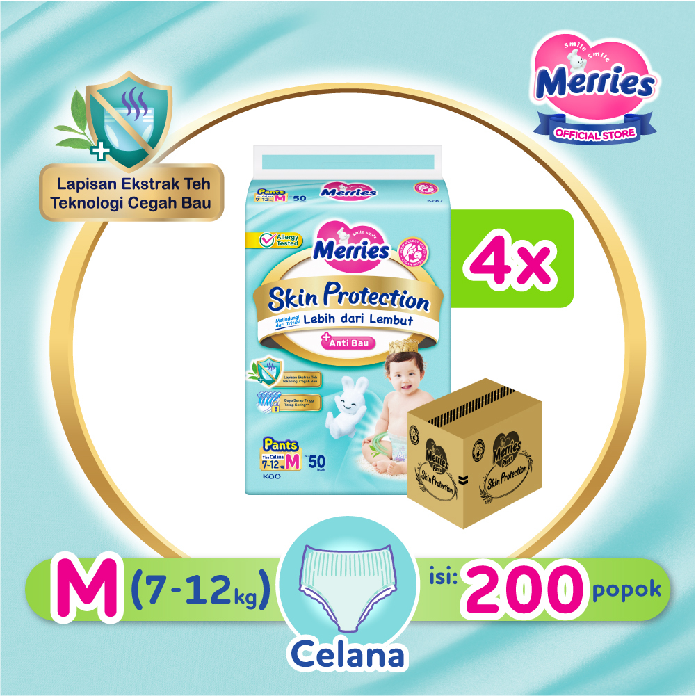 Merries Skin Protection Popok bayi Celana M 50 Carton - Perlengkapan Bayi / Diapers Pants