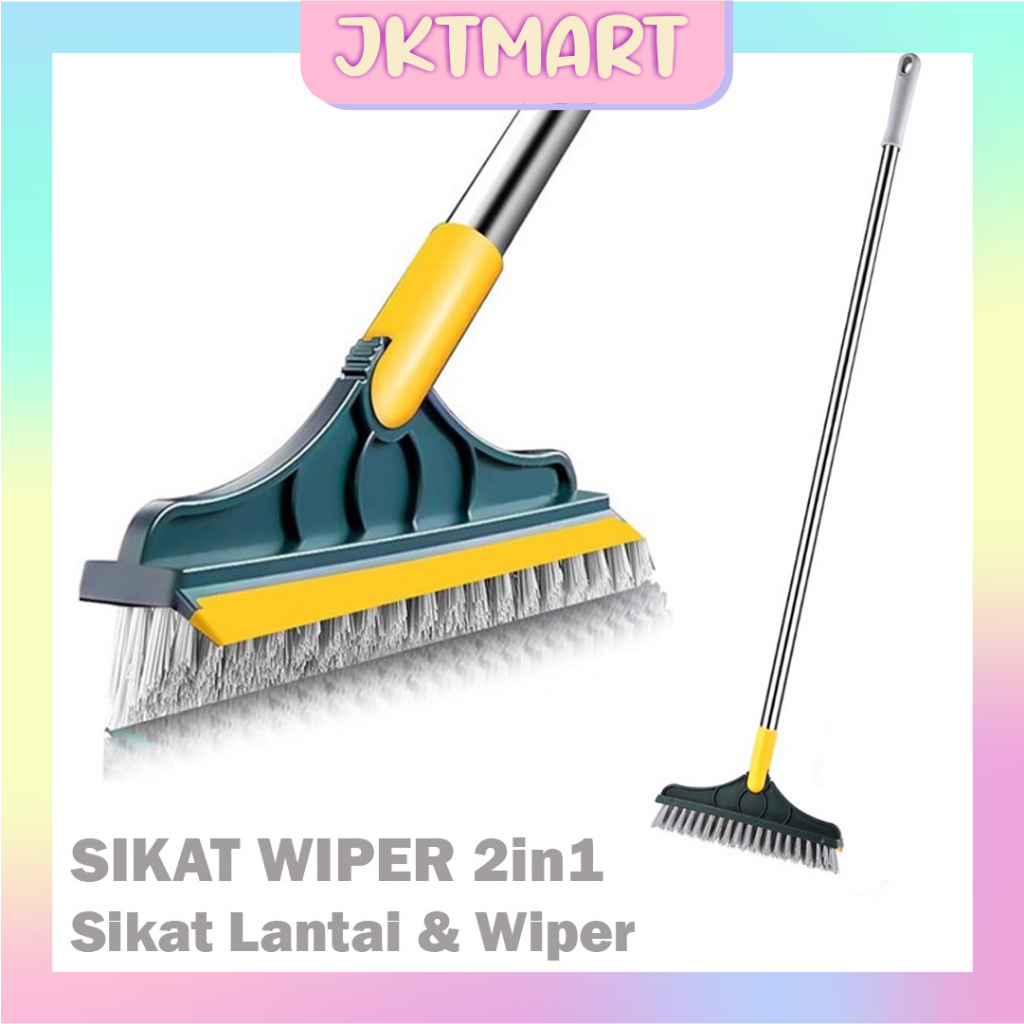 2 in 1 Floor Cleaning Brush with Wiper with Long Handle 120 digree Handle