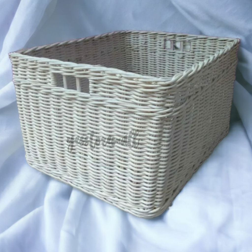 Rectangular rattan basket large drawer box for laundry storage 49x40x28 ...