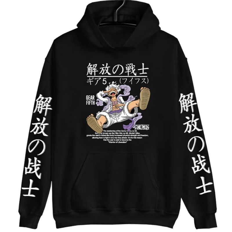 Hoodie Jumper Luffy God Nika Gear 5 One Piece Mugiwara Oversize Kids ...