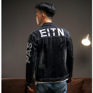 Cool Jeans Jacket Full Embroidery Snow Black Jeans Material Shopee Singapore