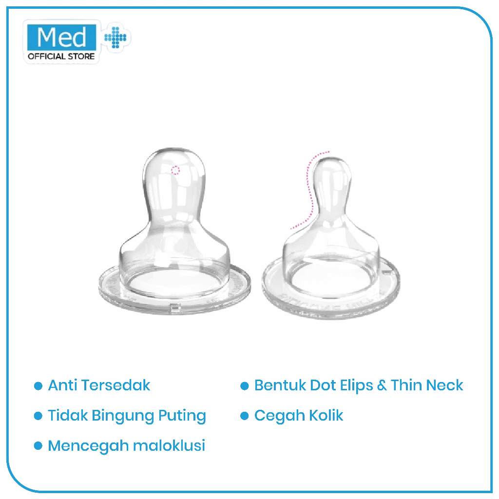 Med+ Baby Huki Orthodontic Silicone Nipple S / M / L / Dot Susu Bayi - Gambar 2