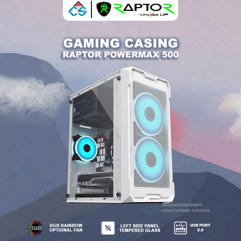 Raptor POWER UP Powermax 500 White Gaming Case - Gaming Case | Shopee ...