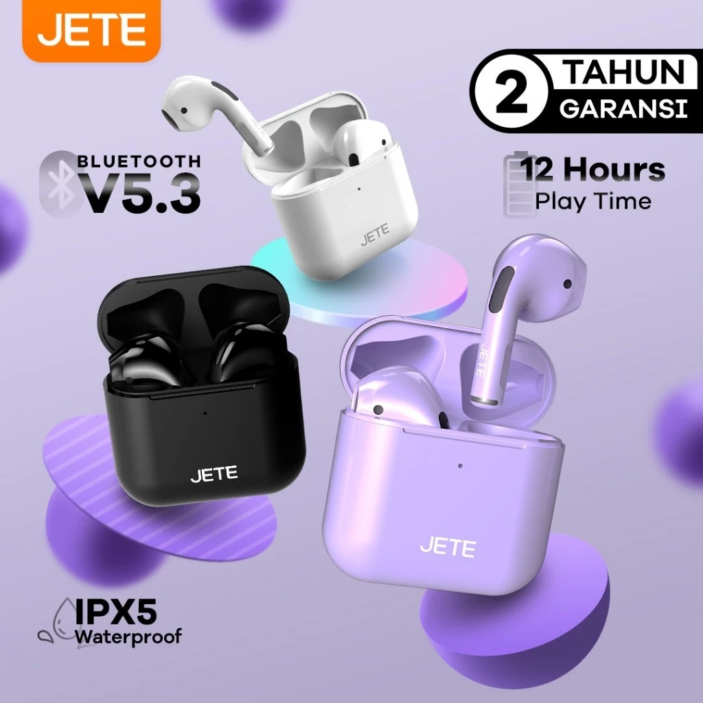 JETE CE2 TWS Earbuds Headset Bluetooth IPX5 - Garansi 2 Tahun - Gambar 2