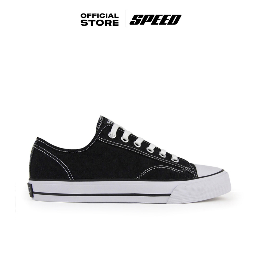 Speed - Basic Lo Hitam Putih - Sepatu Sneakers Kanvas Anti Slip Pria Wanita