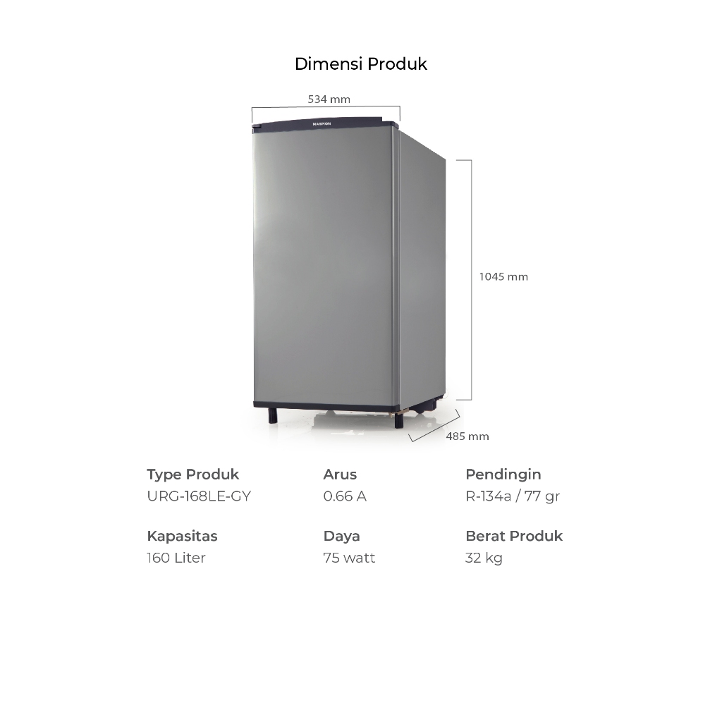 Maspion Kulkas Refrigerator Lemari ES 168 Liter URG-168 LE Series - Gambar 2