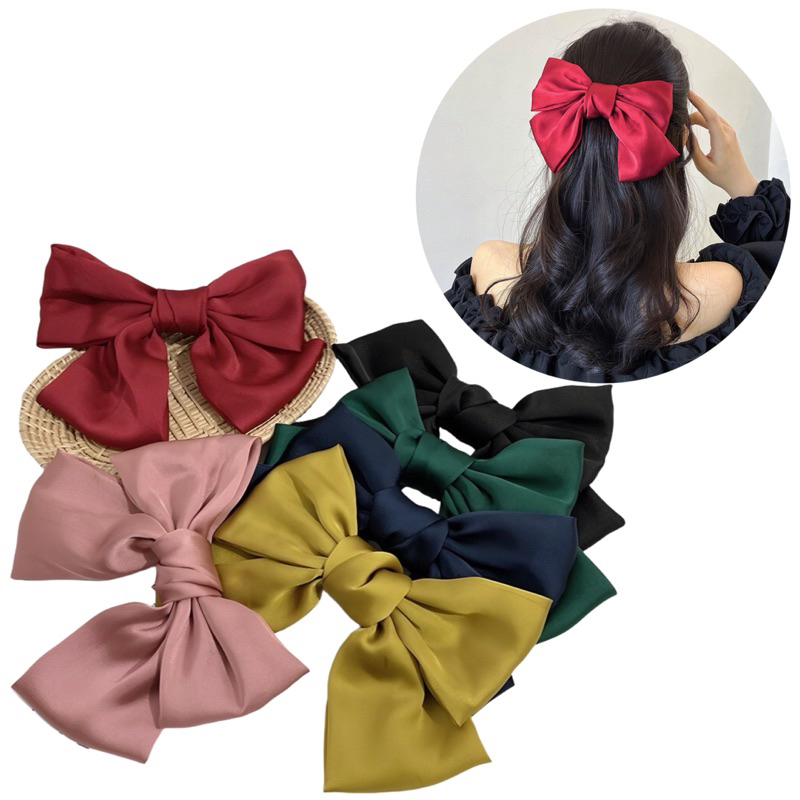 Temu Gentle and Elegant Solid Color Multi-Layered Bow Ribbon Large Size Spring Hairpin Women's Daily Life Ball Party Hair Clip, Hair, Christmas Gifts