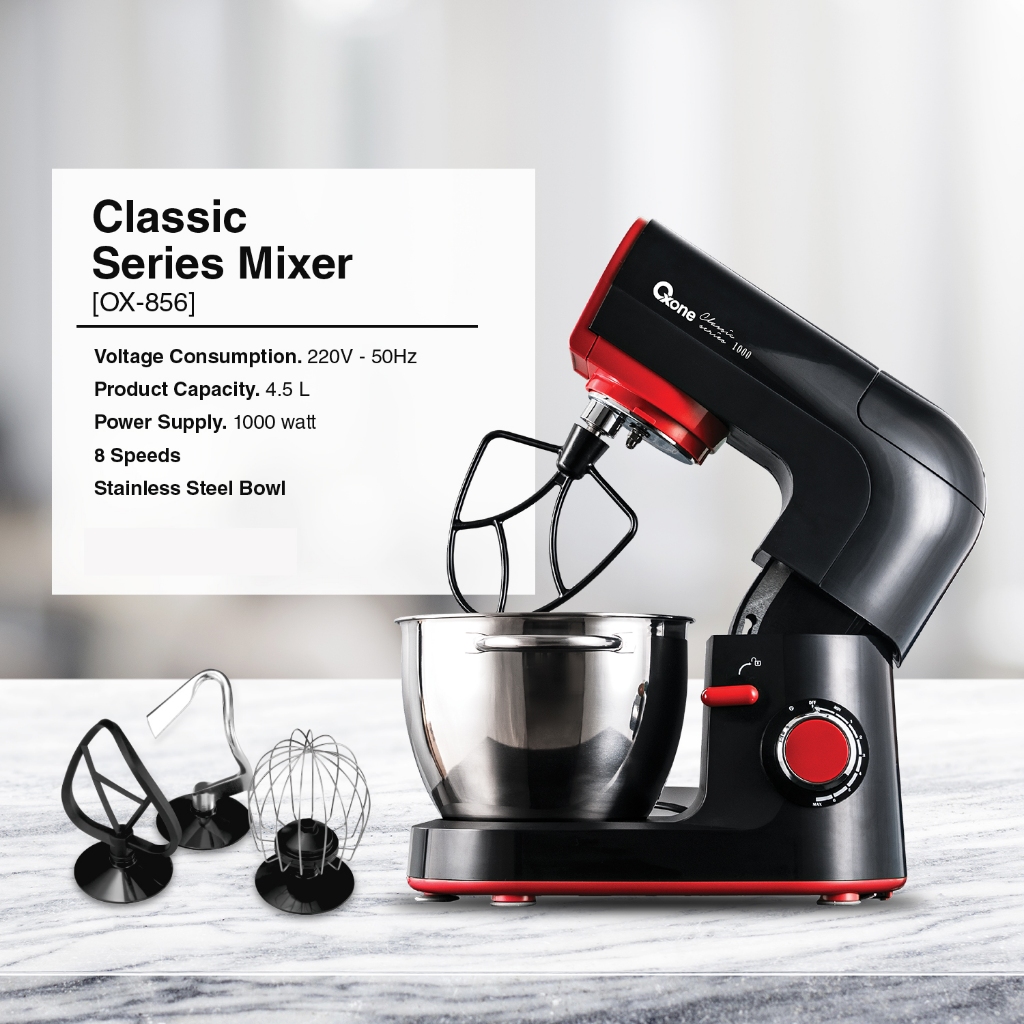 Oxone OX856 Stand Mixer Pengaduk Adonan Kue dan Telur 4.5 L Stainless Steel - Gambar 2