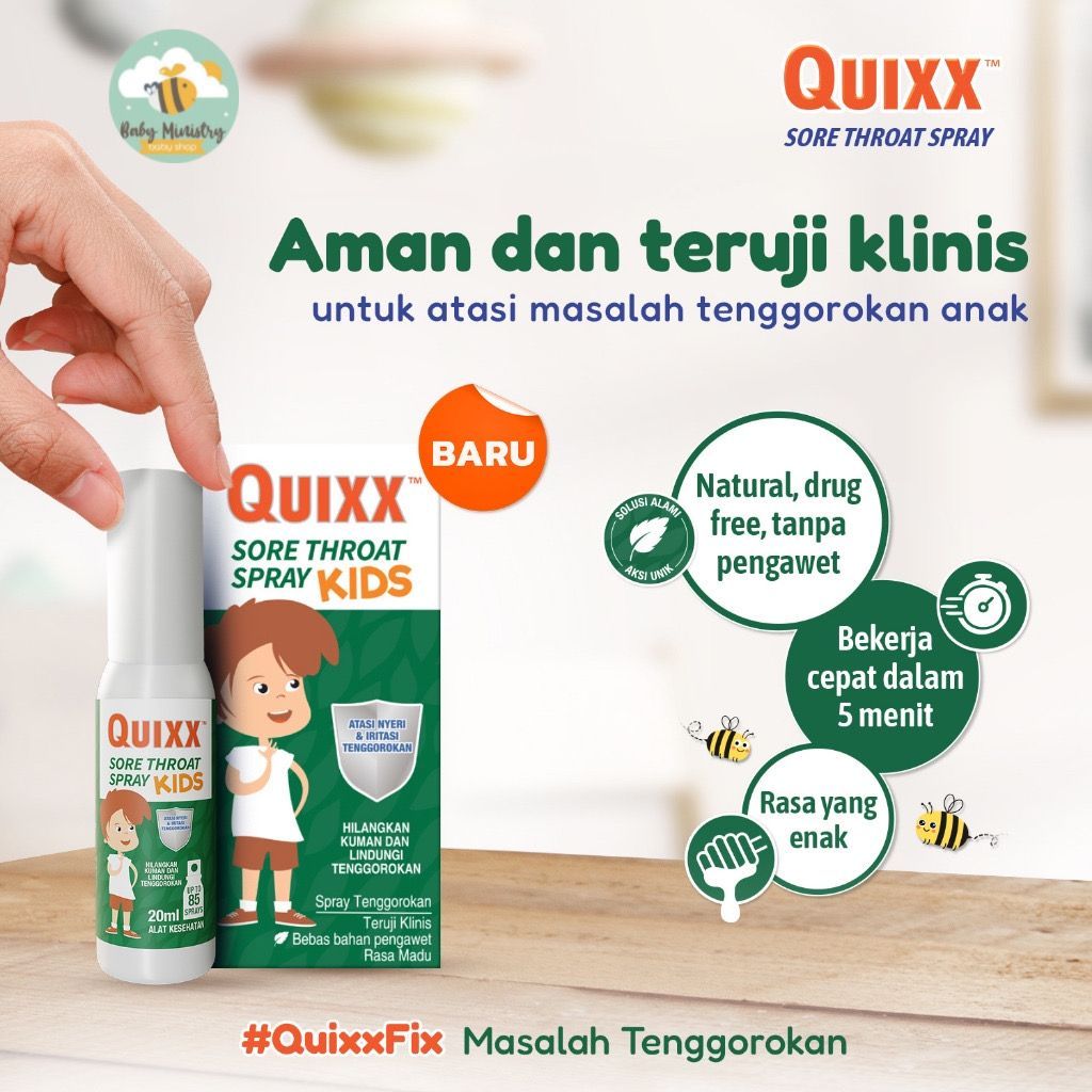 Quixx Sore Throat Spray Kids 20ml/Sore Throat/Germ Remover/Soothes