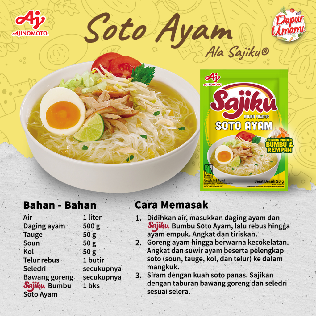 SajikuÂ® Bumbu Soto Ayam 20G 10pcs Lezat Segar - Gambar 4