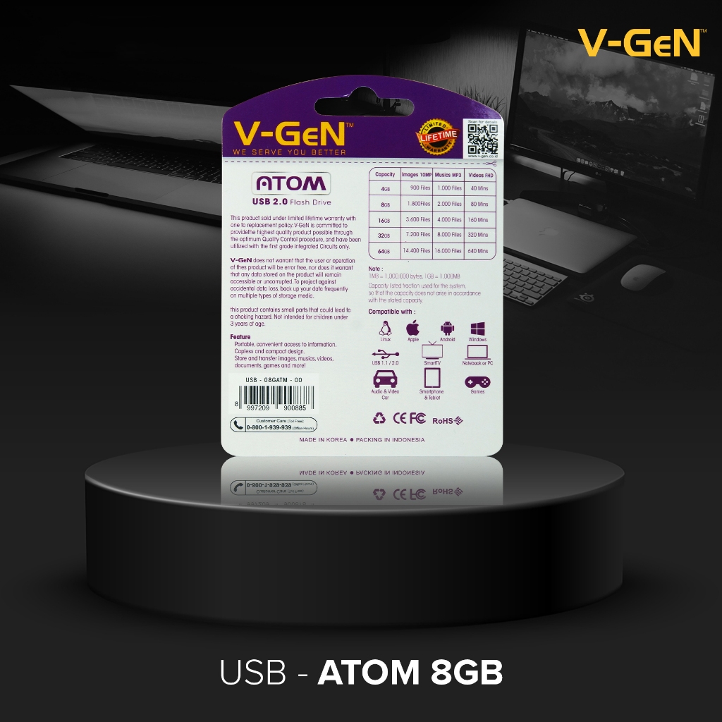 V-GeN USB Flashdisk 8GB ATOM Water Proof | Flash Disk | Flash Drive 8 GB Vgen - Gambar 3