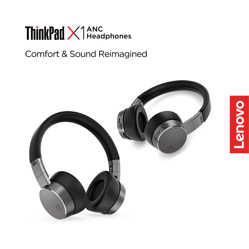 Lenovo ThinkPad X1 ANC & ENC Headphones Active Noise Cancellation Foldable Wireless Bluetooth 5.0 + USB digital audio with Microphones Headset 4XD0U47635 Black - Gambar 4