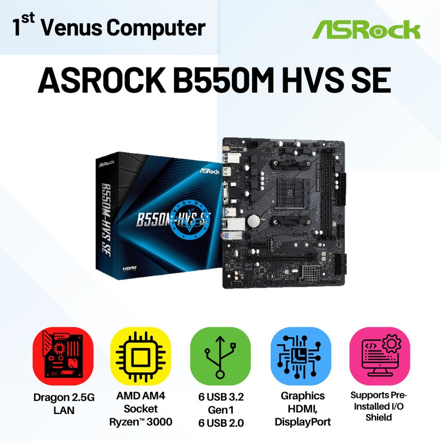 Asrock B550M Hvs SE Motherboard AMD AM4/MAI41ASR Shopee Singapore