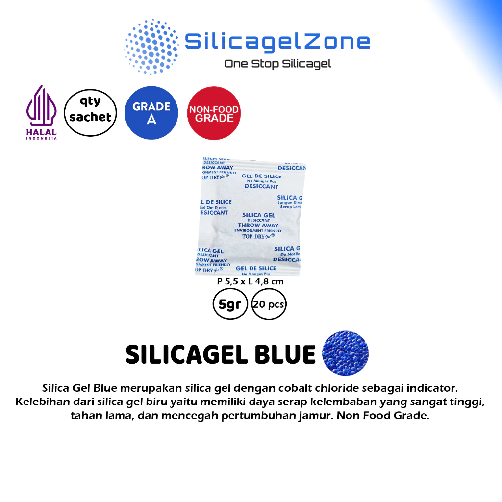 Silica Gel Blue / Silika Gel Biru 1 pack isi 100 sachet TERMURAH - Gambar 4