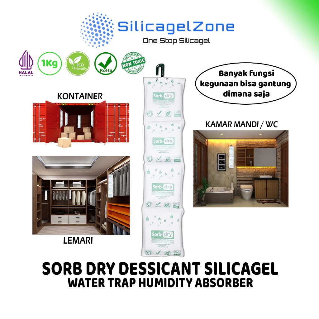Sorb Dry Penyerap Lembab Ruangan Silica Gel untuk Kontainer / Lemari