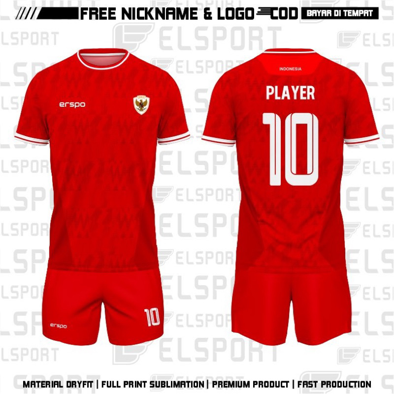 Indonesian National Team Jersey Home 2024 By ERSPO Latest Premium Free ...