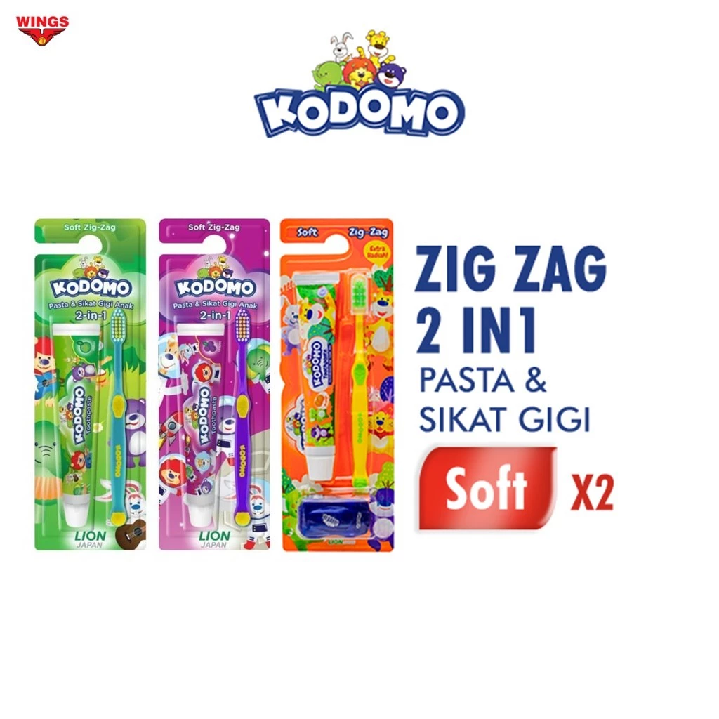 Kodomo Sikat Gigi Zigzag 2 In 1 x2 - Gambar 2