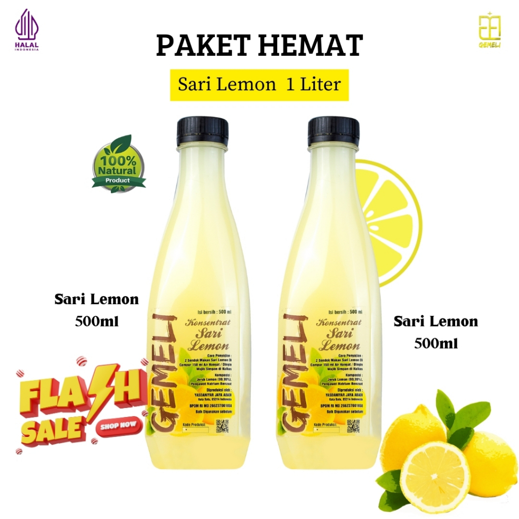 Gemeli Sari Lemon Murni 100% Asli 1000ml BPOM
