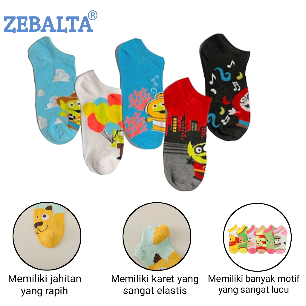 ZEBALTA - Kaos Kaki Pendek Mata Kaki Motif Wanita Random - Gambar 4