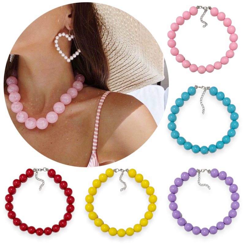 Margott Colorful BIG Beads Necklace Jumbo Colorful Bead Necklace