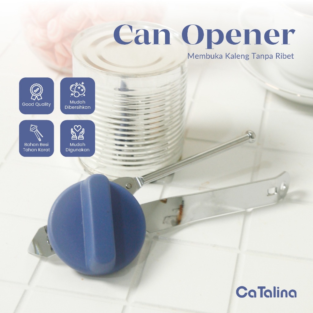 Alat Pembuka Kaleng Putar Can Opener Stainless No Ribet - Gambar 3