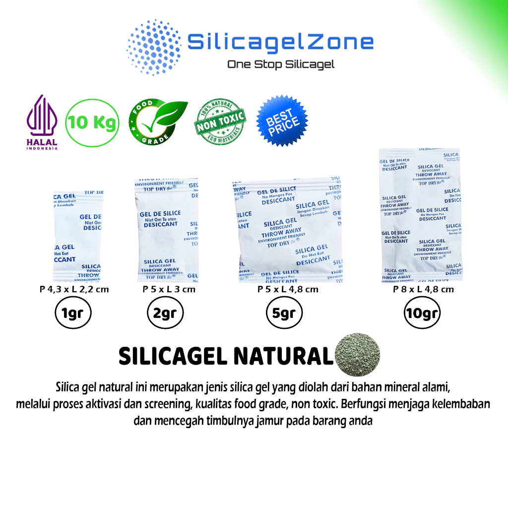SILICA GEL NATURAL ALAMI 10 KG TERMURAH FOOD GRADE - Gambar 2