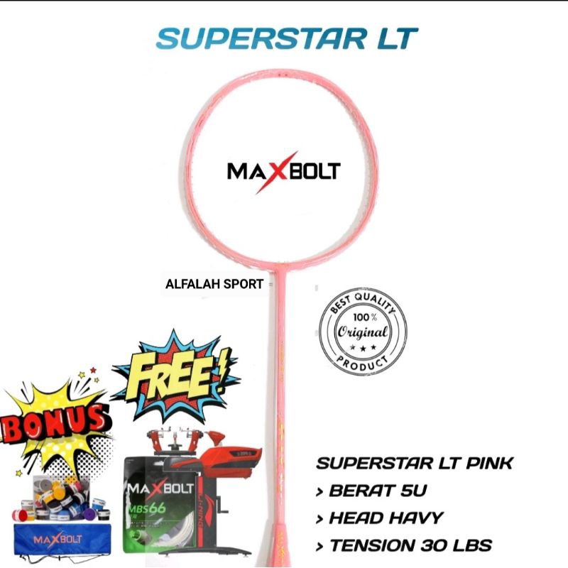 Maxbolt SUPERSTAR LT NEW ORIGINAL Badminton Racket (READY TO USE + BAG ...