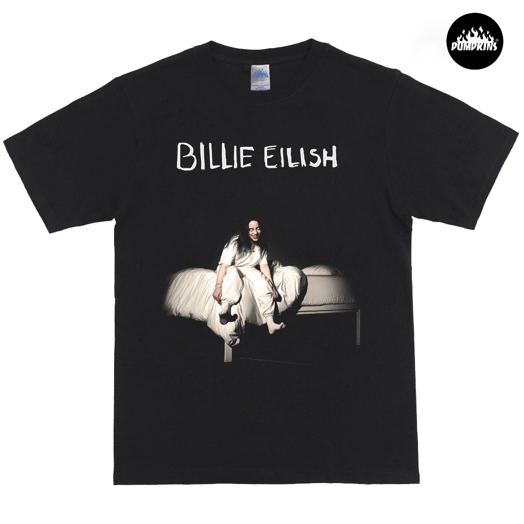 Billie Eilish Band T-shirt, Men's M size cotton black type Vintage Second Hand