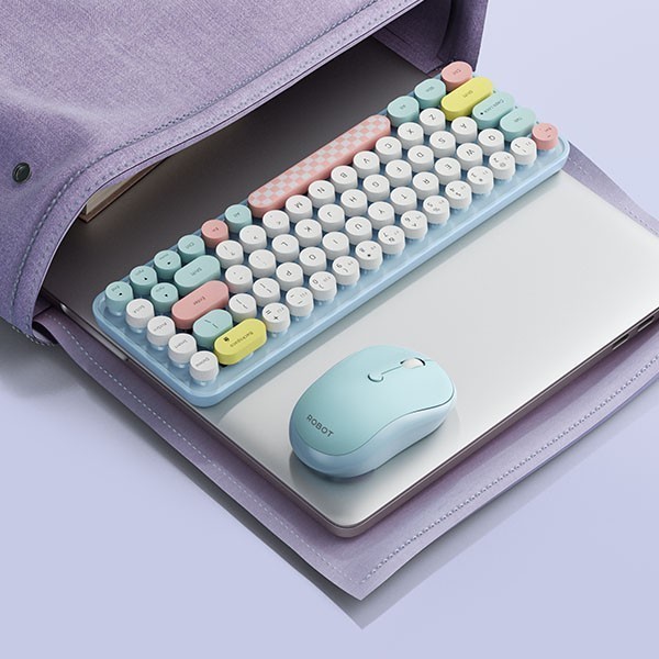 Robot KM3600 / KM-3600 Pastel Colorful Keyboard Dan Mouse Wireless Combo - Gambar 2