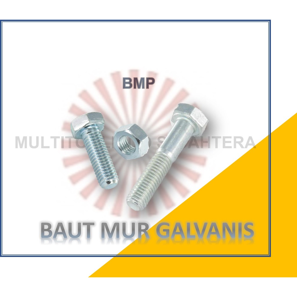 BMP M8 WHITE GALVANIZED IRON BOLT NUT M8 KEY 13 HEX STEELBolt M8 X 15 ...