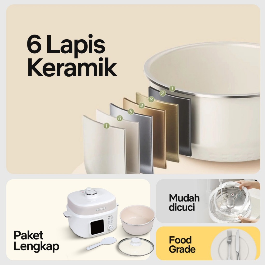 Oxone OX281 Master Electric Pressure Cooker / Presto Elektrik / Multifungsi / MPASI bayi - Gambar 3