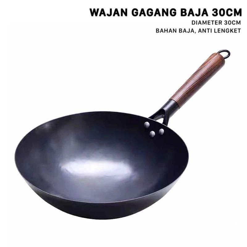 HITAM Seasoning Frying Pan Black Steel Non-Stick Calypso Wok Wok Iron ...
